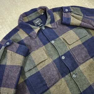 Vince Shirt Jacket Men XL Splittable Heavy Wool Blend Shacket Plaid Button Up